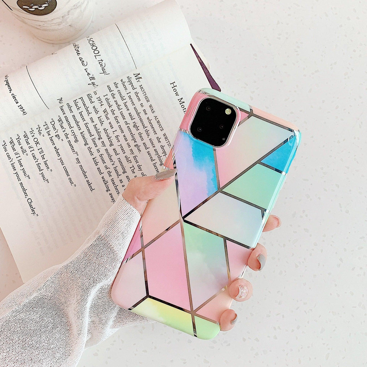 Rainbow Case for iPhone 14 13 12 11 Pro Max XR XS Marble Phone Shockproof Cover Silicone - For iphone XR