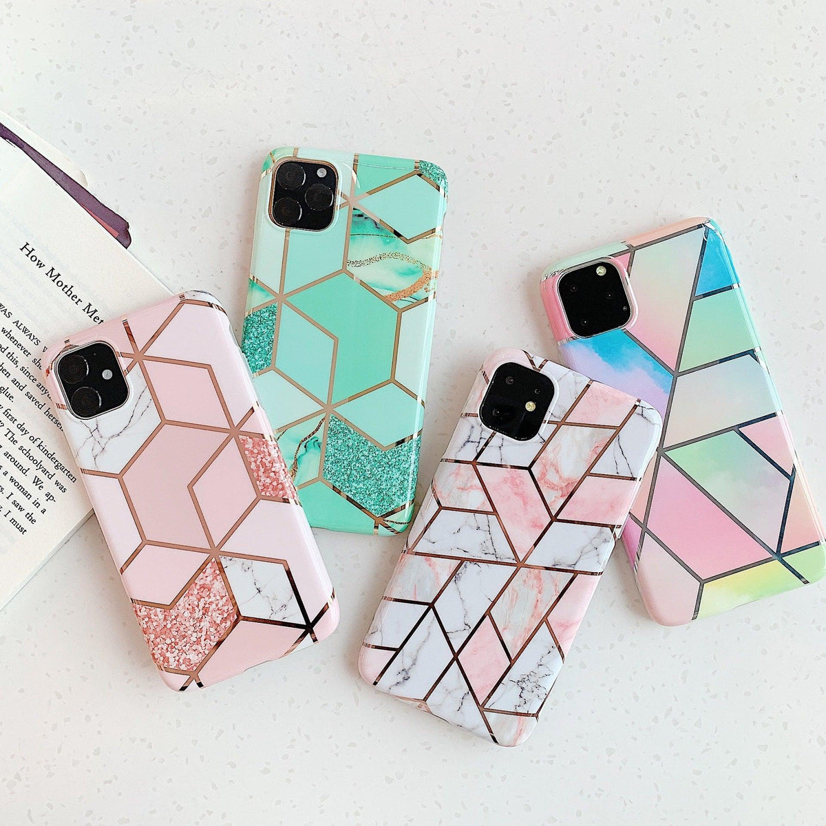 Rainbow Case for iPhone 14 13 12 11 Pro Max XR XS Marble Phone Shockproof Cover Silicone - For iphone 12 Pro