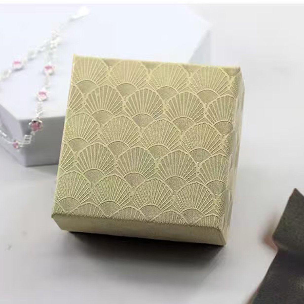 25X Jewelry Gift Boxes Shell Pattern 7.5CM Small GiftBox Empty Jewelry With Foam - Blue