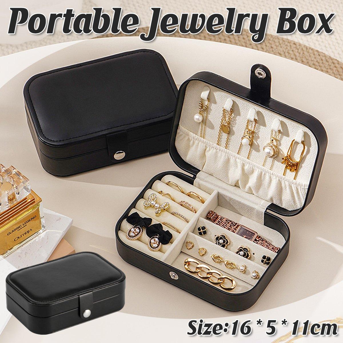 Black Travel Portable Jewelry Box Minimalist Jewelry Organizer Storage Case