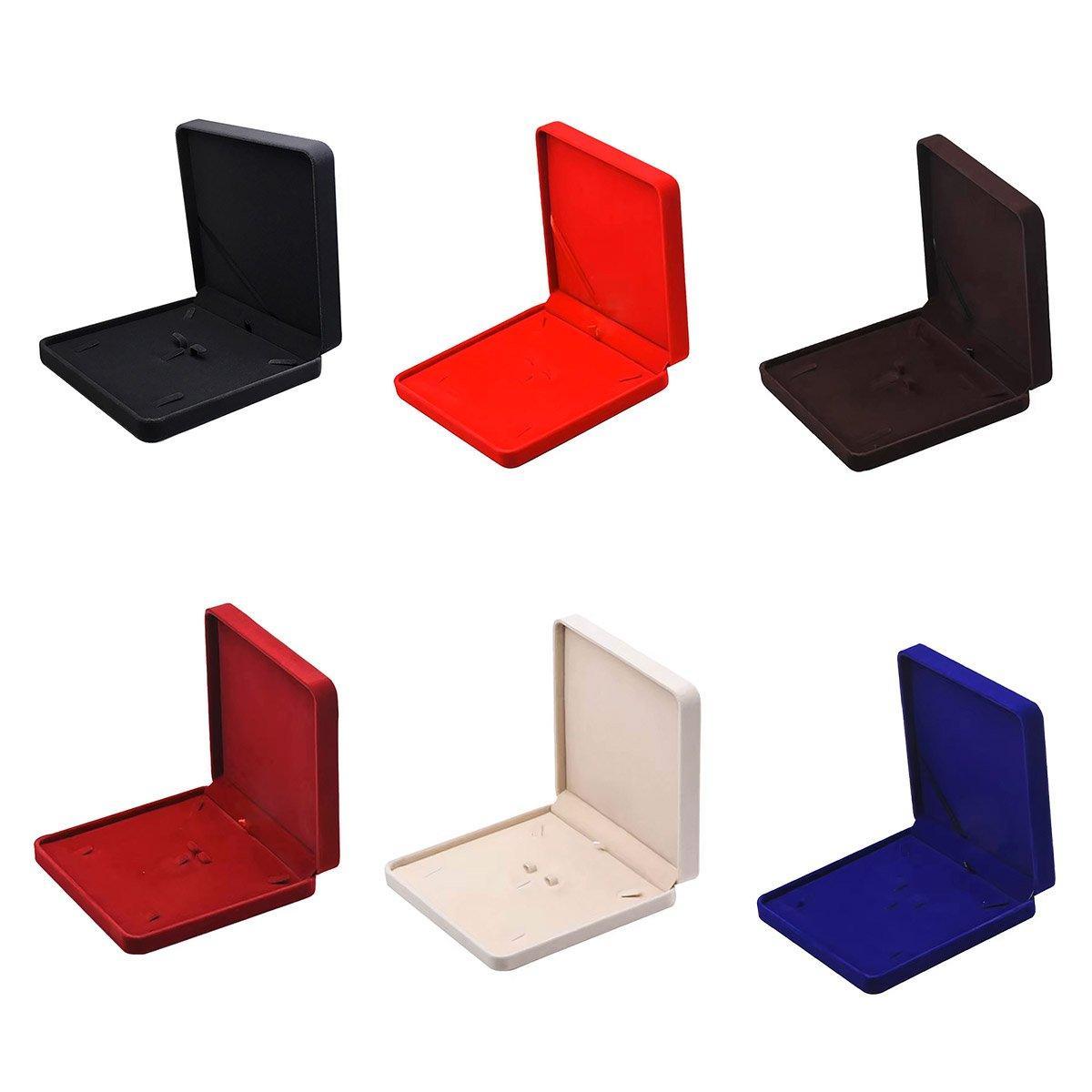 Flannel Jewelry Gift Box Necklace Ring Earring Bracelet Storage Display Case - Wine Red