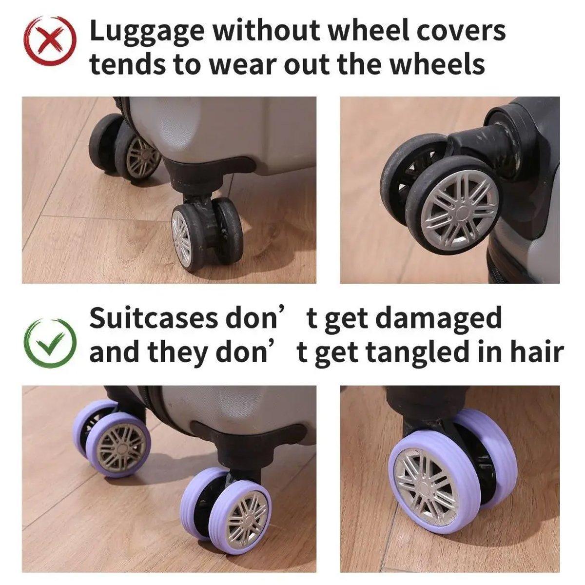 16PCS Silicone Luggage Wheels Cover Caster Shoes Wheel Protector for Luggage - Black
