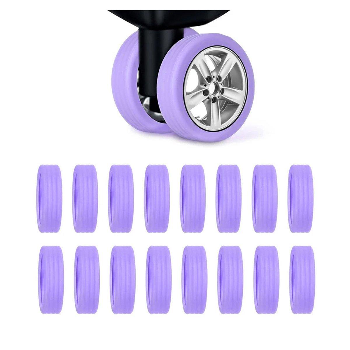 16PCS Silicone Luggage Wheels Cover Caster Shoes Wheel Protector for Luggage - Black
