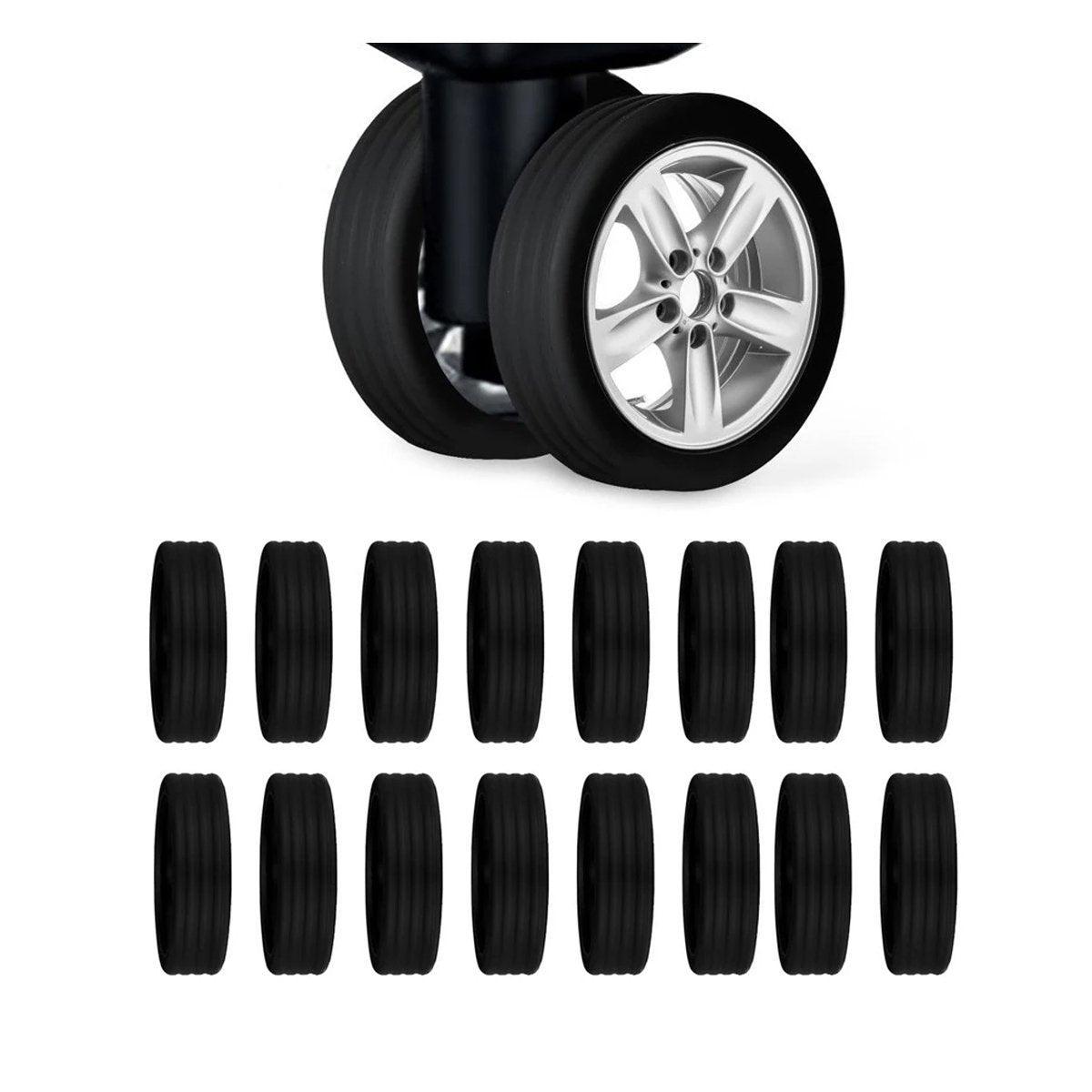 16PCS Silicone Luggage Wheels Cover Caster Shoes Wheel Protector for Luggage - Black
