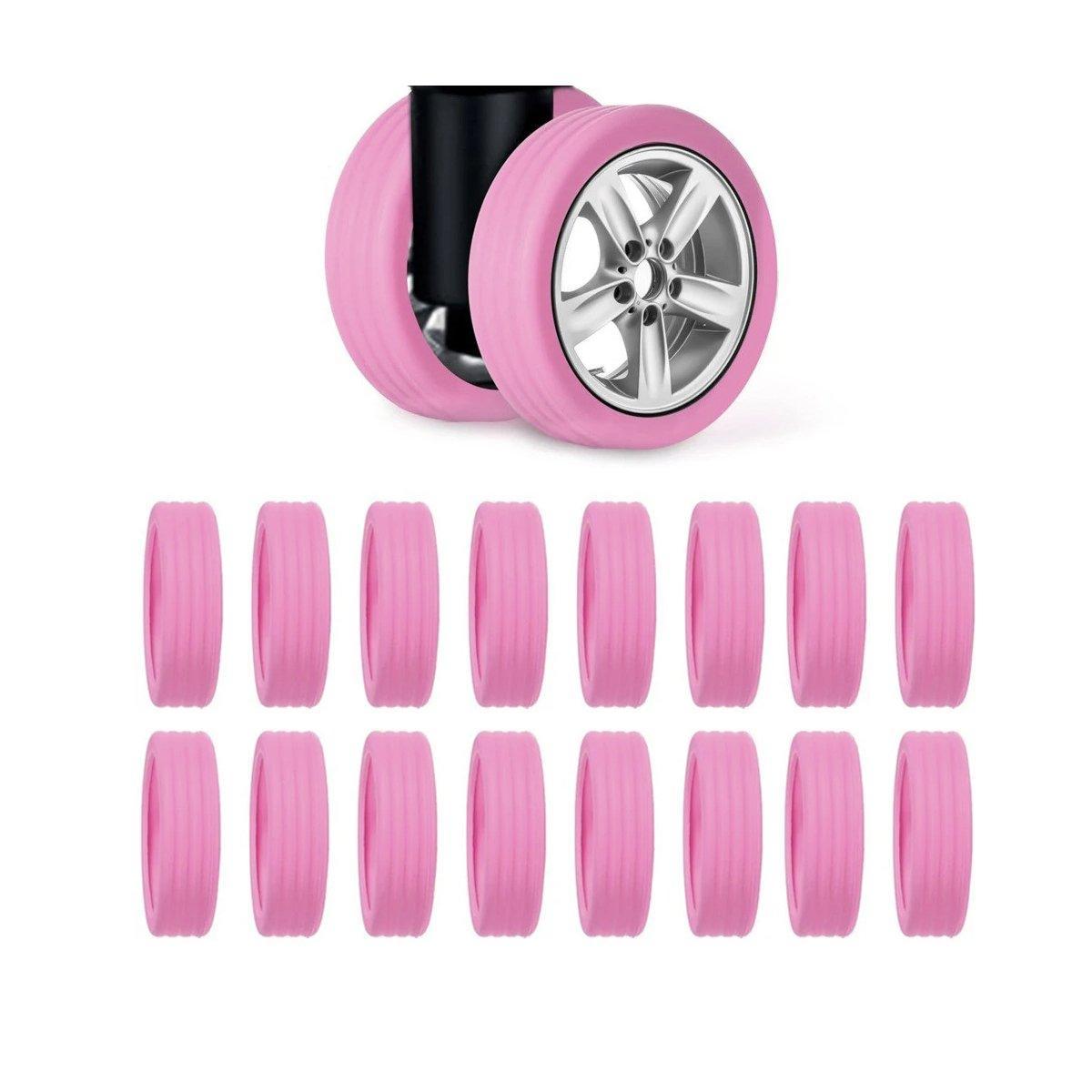 16PCS Silicone Luggage Wheels Cover Caster Shoes Wheel Protector for Luggage - Black