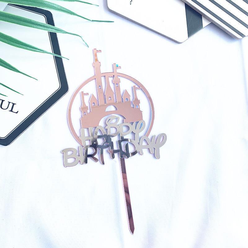 Up to 20pcs Princess Cake Topper Castle Cupcake Party Birthday Supplies Pink - 1pc