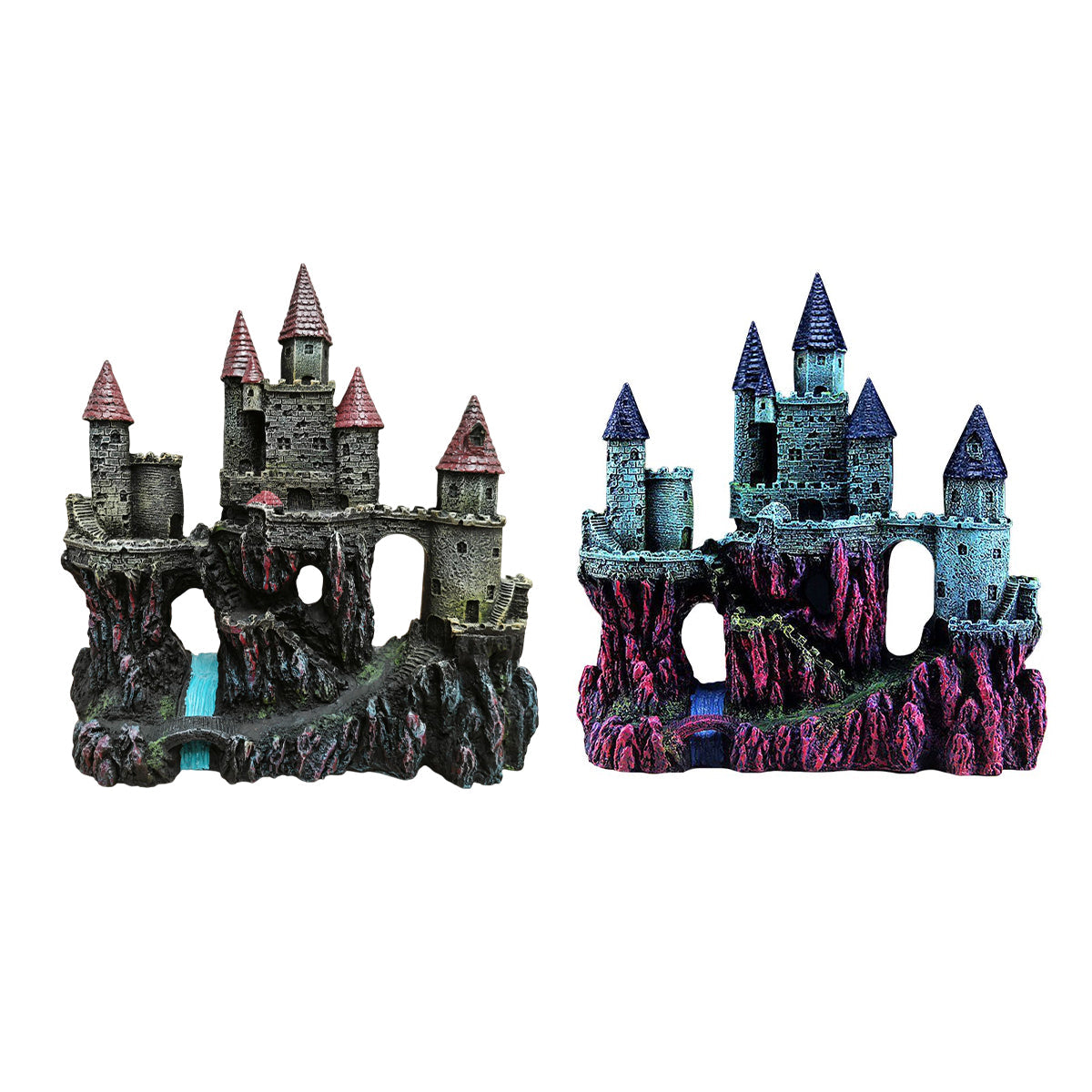 Aquarium Castle Ornament Fish Tank Decoration Medieval Style Resin Decor Home - B