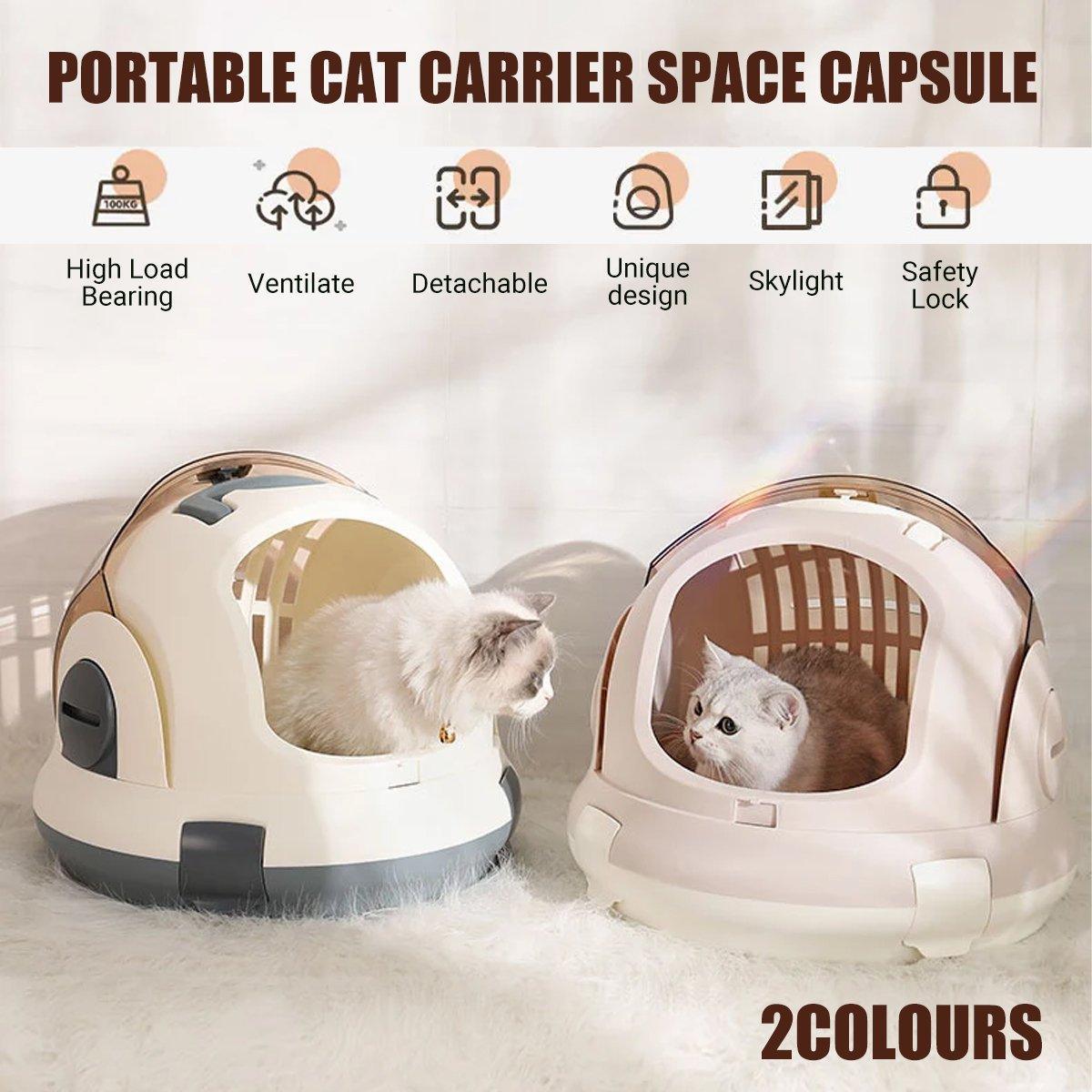 Portable Cat Carrier Space Capsule Large Capacity Aviation Travel Kitty Basket - Grey