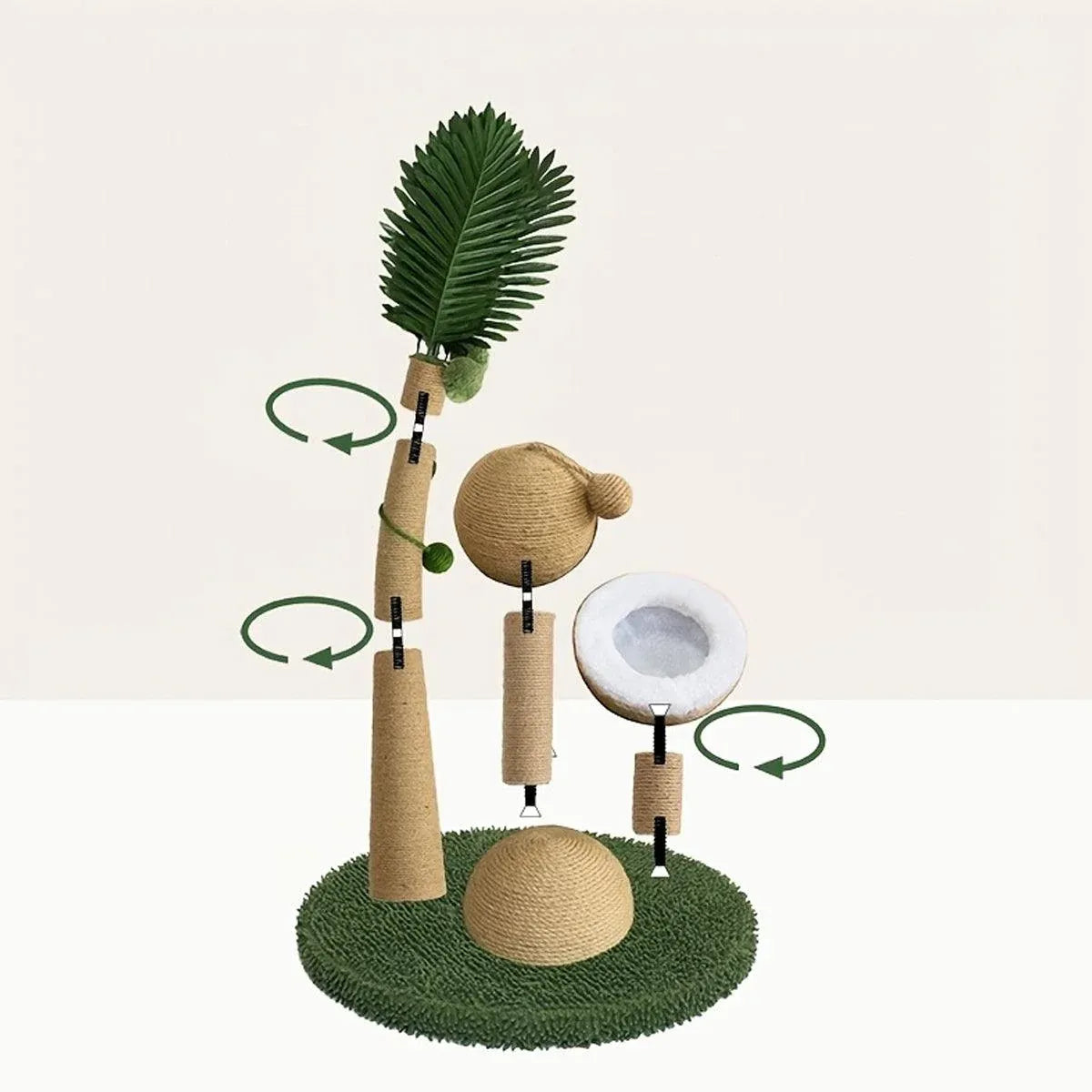 1-Piece Coconut-Style Cat Scratching Post, Green