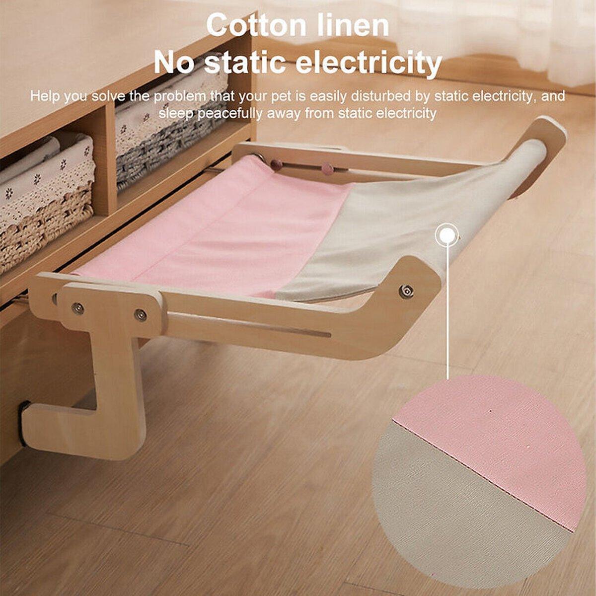 Window Hanging Cat Hammock Solid Wood Sun Bed Nest for All Seasons Durable - Grey+Blue