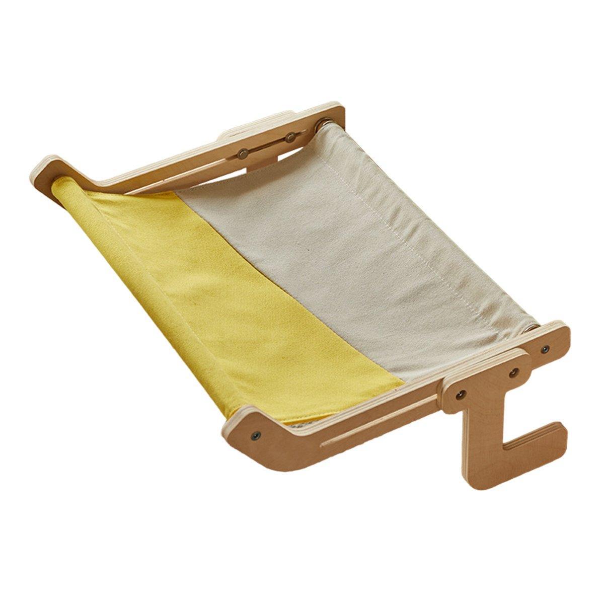 Window Hanging Cat Hammock Solid Wood Sun Bed Nest for All Seasons Durable - Grey+Yellow