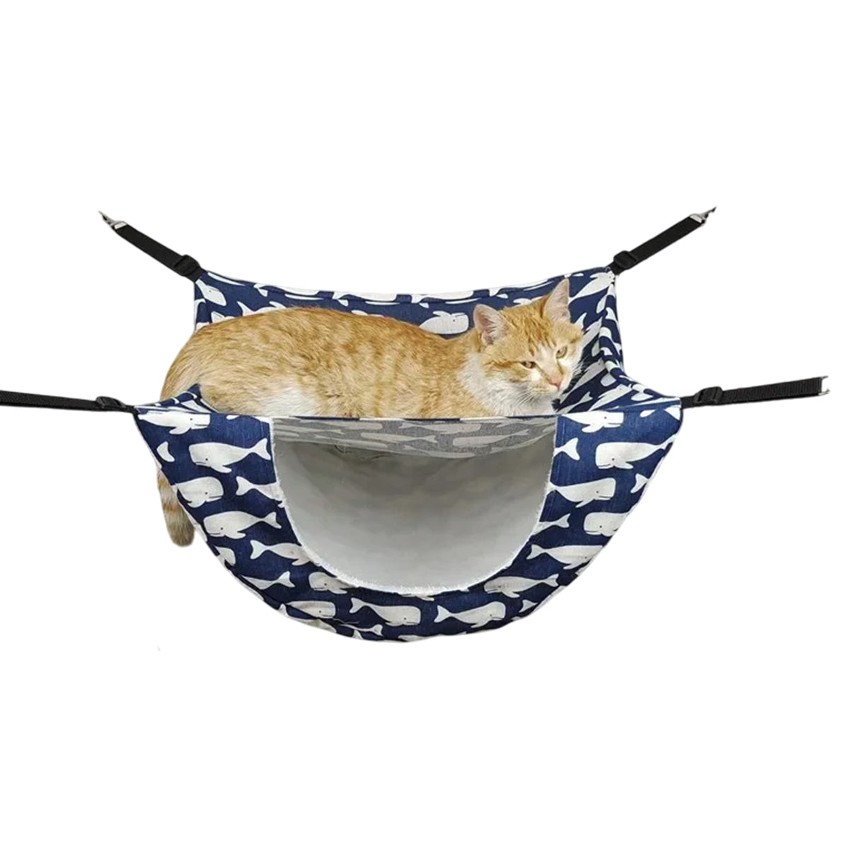 Cat Hammock Hanging Bed Cage Nest Soft Pet House Basket Cat Sleeping Supplies - Sea Blue Checkered