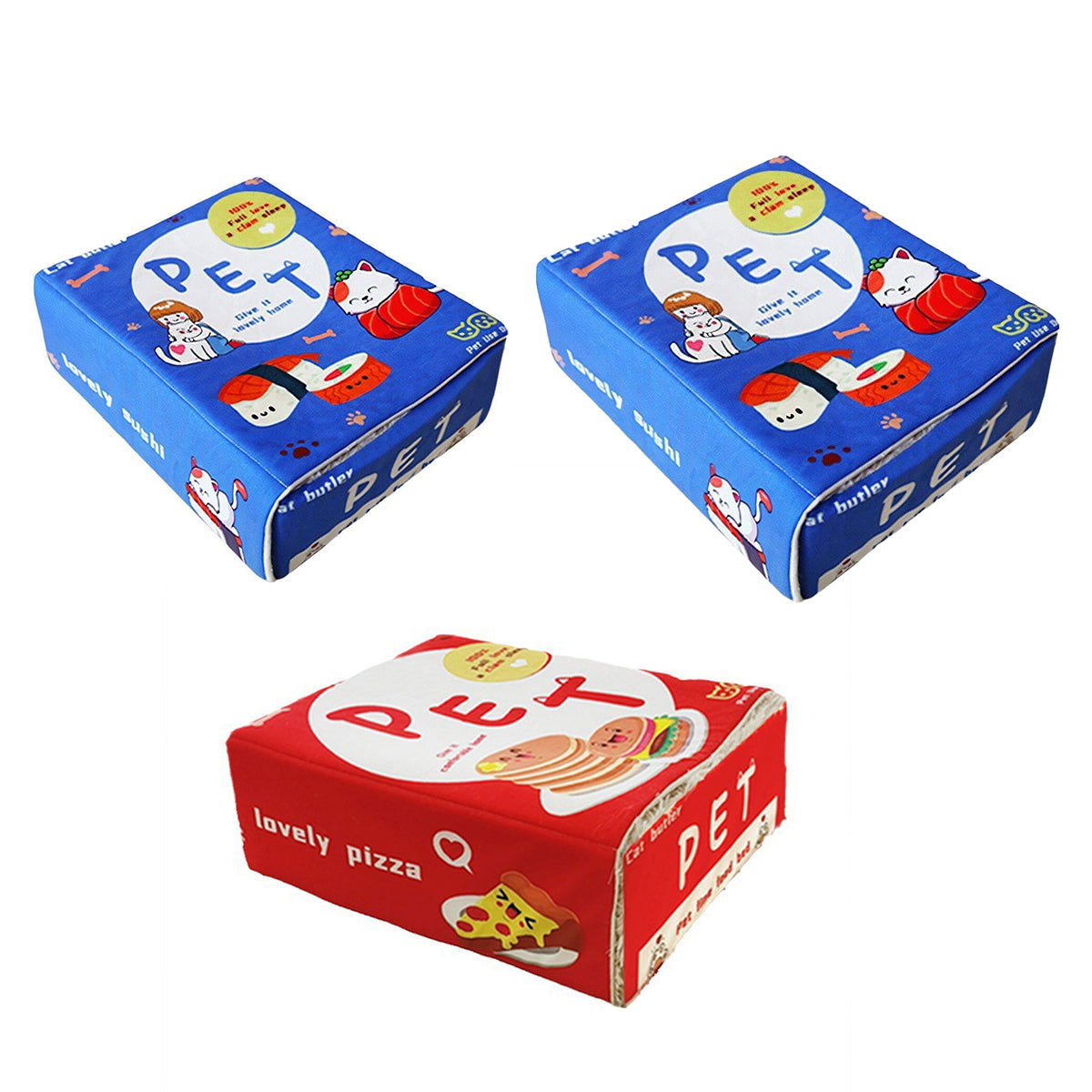 Rectangular Cookie Box Pet Bed for Cats Dogs Cat Bed Kitten Puppy Soft Pet House - Blue L