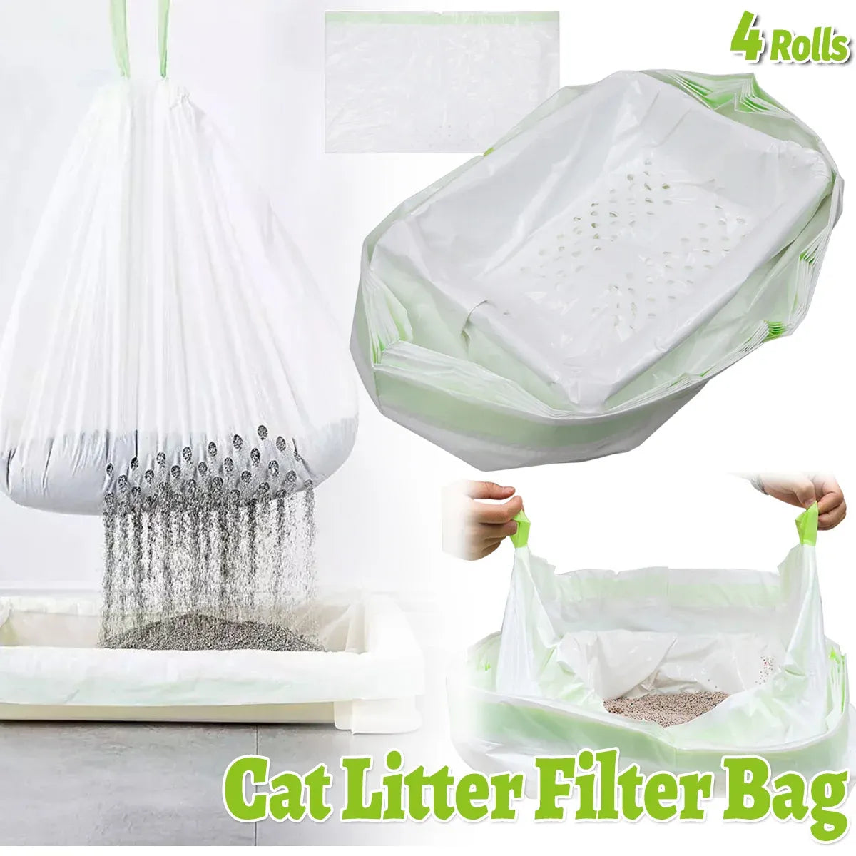 4-Roll Cat Litter Sifting Bag Set