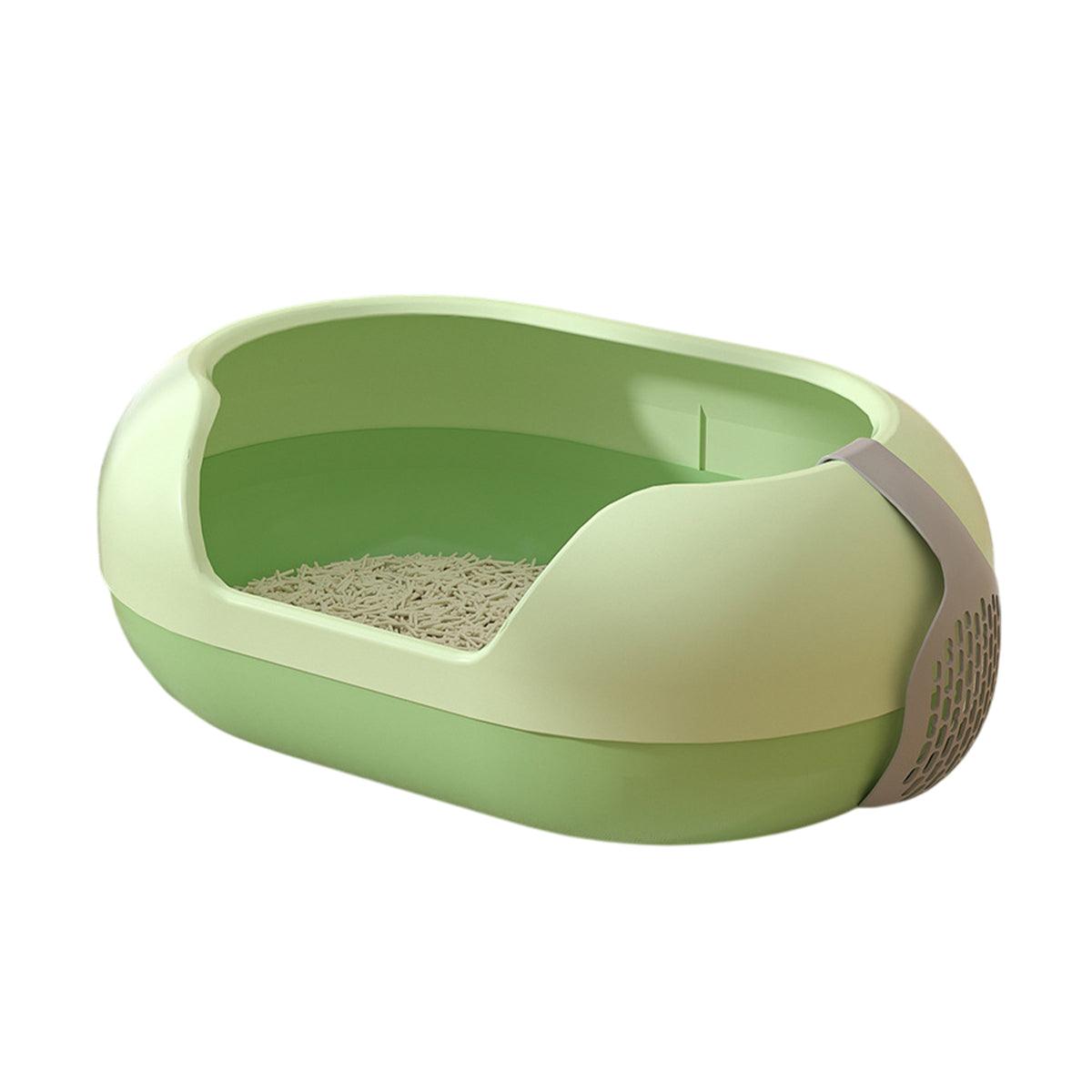 Large Semi Closed Cat Litter Box Covered Litter Pan for Cats Easy Clean Design - Green
