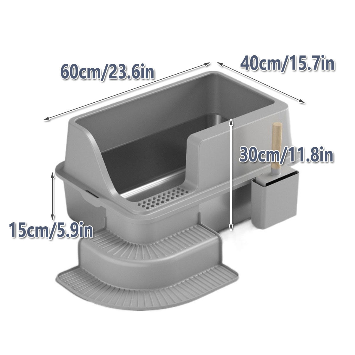 Semi Enclosed Large Stainless Steel Cat Litter Box Durable Easy Clean Cat Toilet