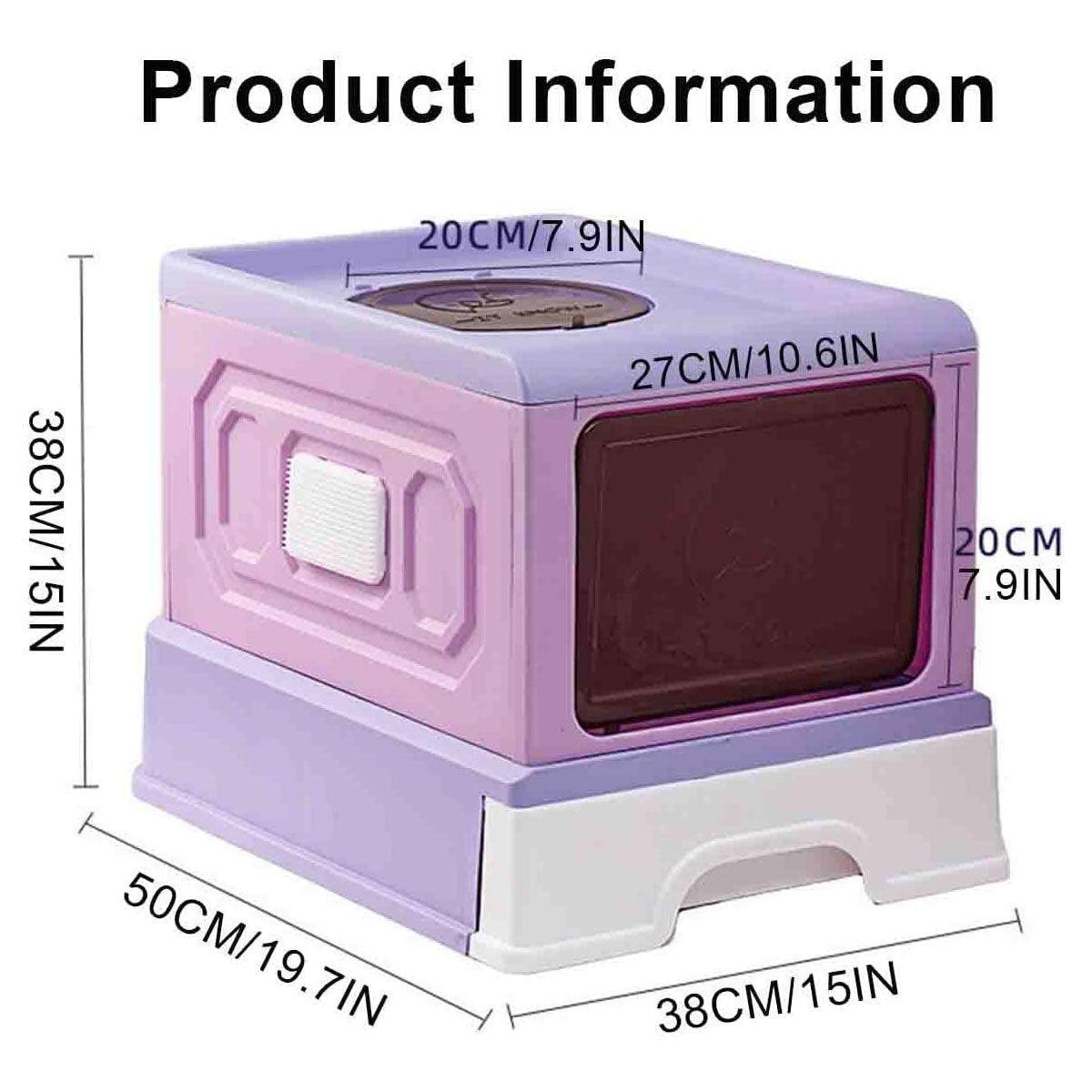 Folding Enclosed Cat Litter Box Foldable Drawer Toilet Anti-Splash Pet Supplies - Purple
