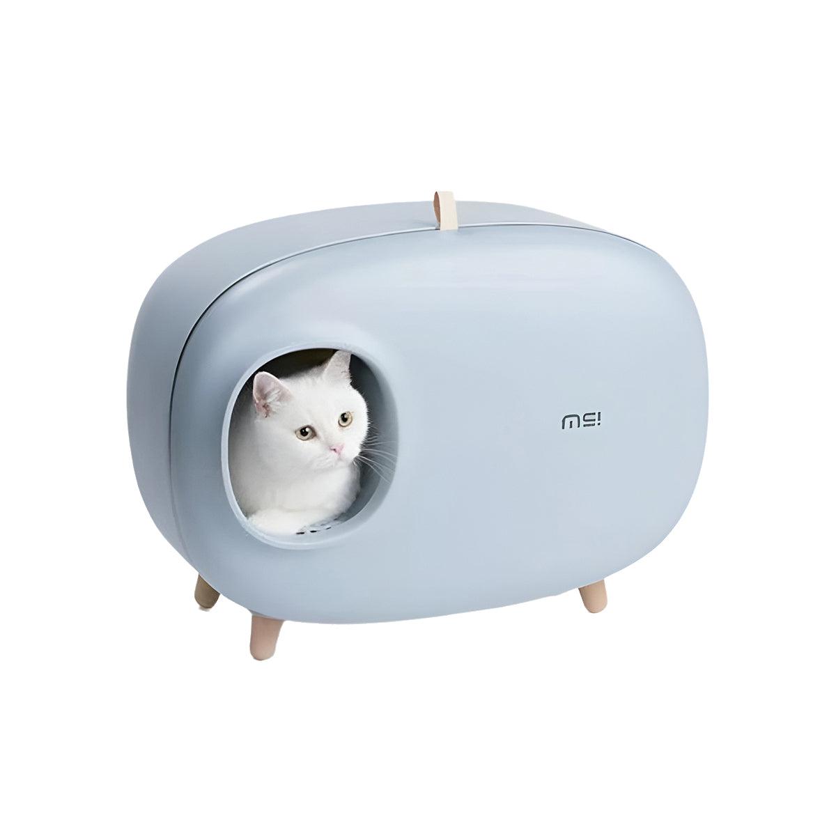 Cat Litter Box Semi-closed Cat Supplies Cat Toilet Drawer Large Cat Litter Box - White