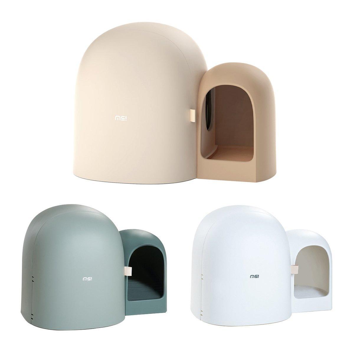 Fully Enclosed Cat Litter Box Large Small Deodorant Anti-Splash Sand Tray Toilet - White