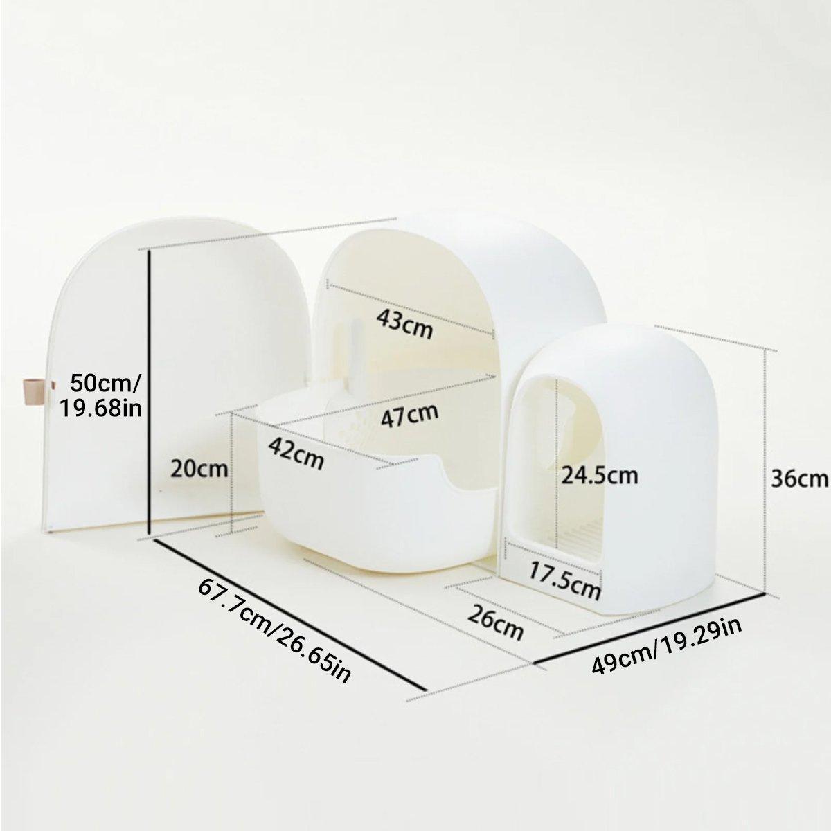 Fully Enclosed Cat Litter Box Large Small Deodorant Anti-Splash Sand Tray Toilet - White