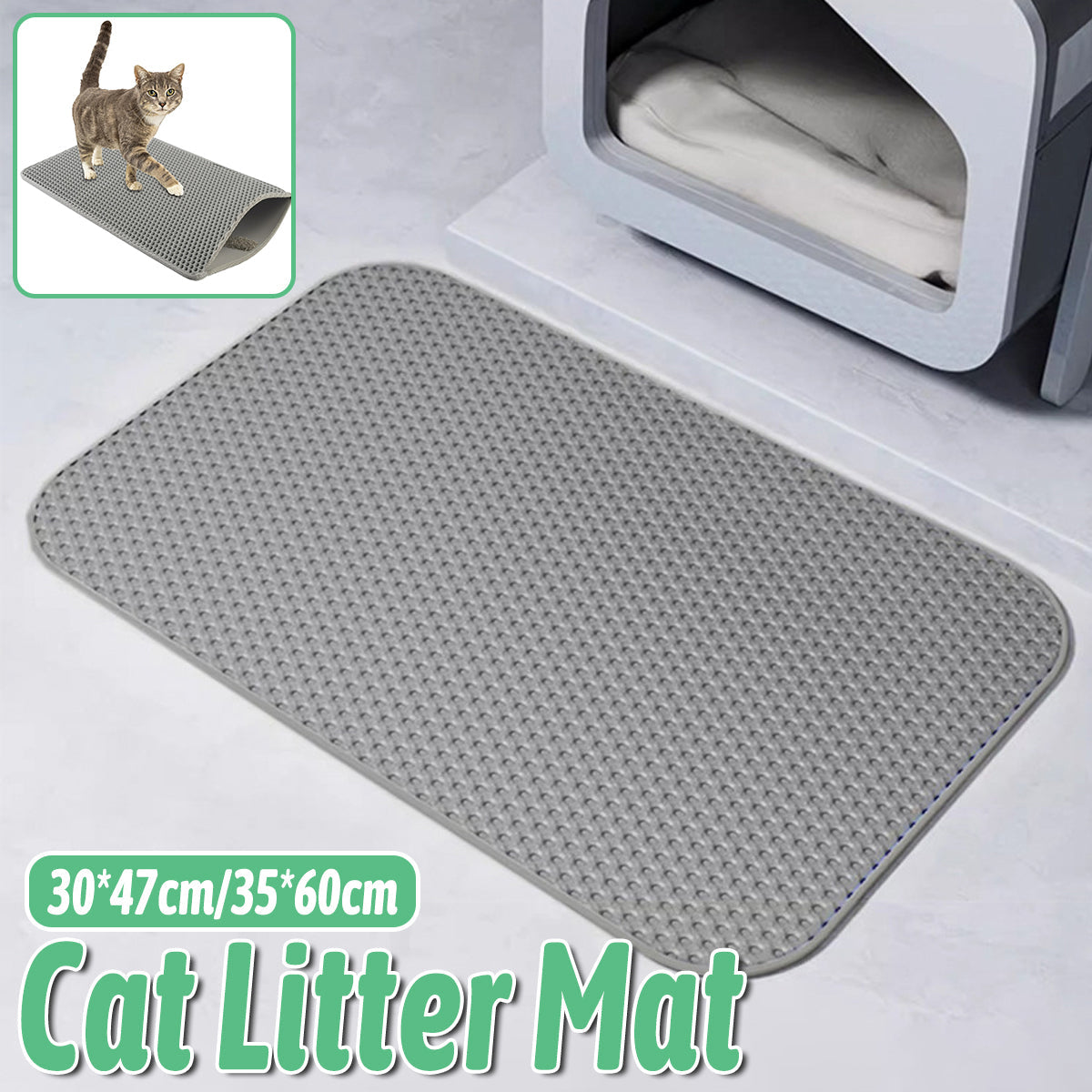 Washable Cat Litter Pad Waterproof Mat Reusable Pet Pee Training Pad Litter Box - 35x60cm