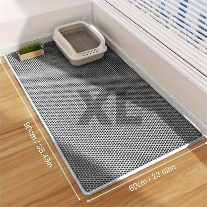 Large Double Layer Litter Mat Waterproof Non Slip Cat Trapping Pad Easy to Clean - 75x55cm