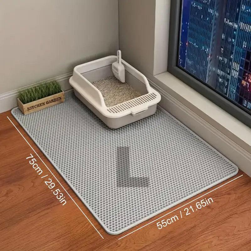 Large Double Layer Litter Mat Waterproof Non Slip Cat Trapping Pad Easy to Clean - 75x55cm