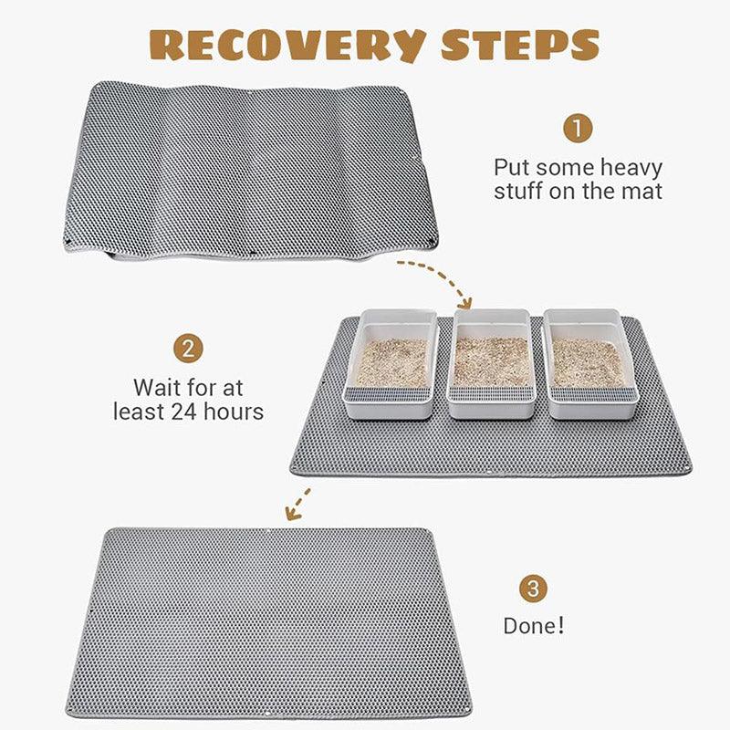 Large Double Layer Litter Mat Waterproof Non Slip Cat Trapping Pad Easy to Clean - 75x55cm