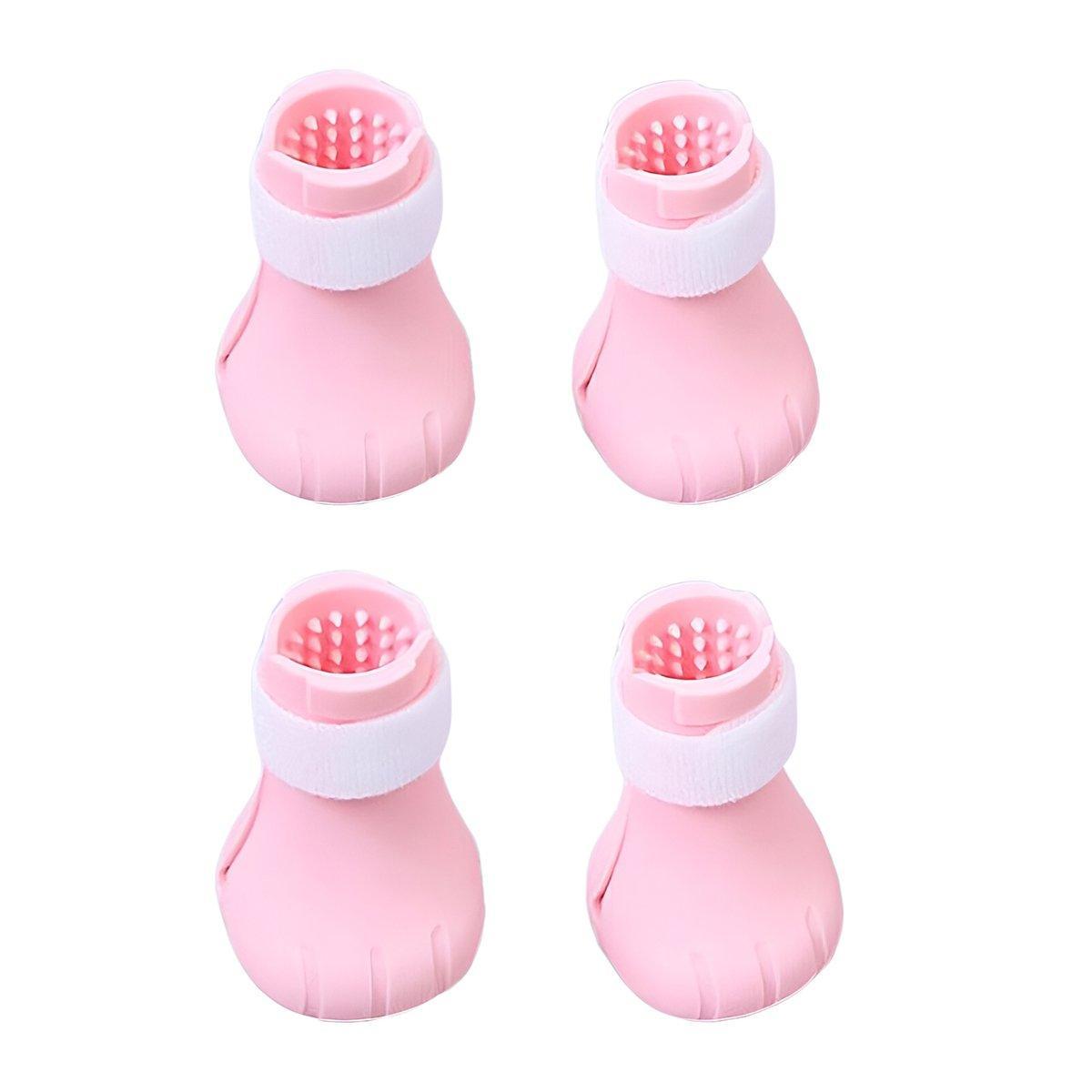 4pcs Cat Bathing Grooming Anti-Scratch Silicone Pet Socks for Bathing Feeding - Pink