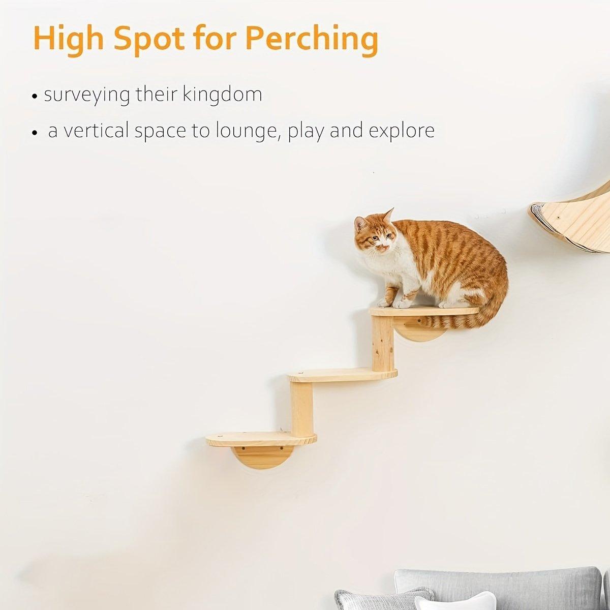 Solid Wood Wall Mounted Cat Climbing Tree Rack Platform Space Capsule Bed Shelf