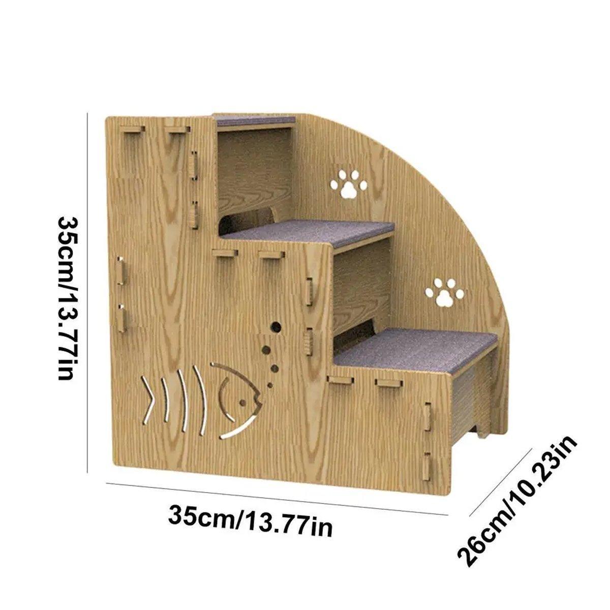 Wooden Pet Climbing Ladder Bed Step Frame Durable Climbing Frame for Small Pets