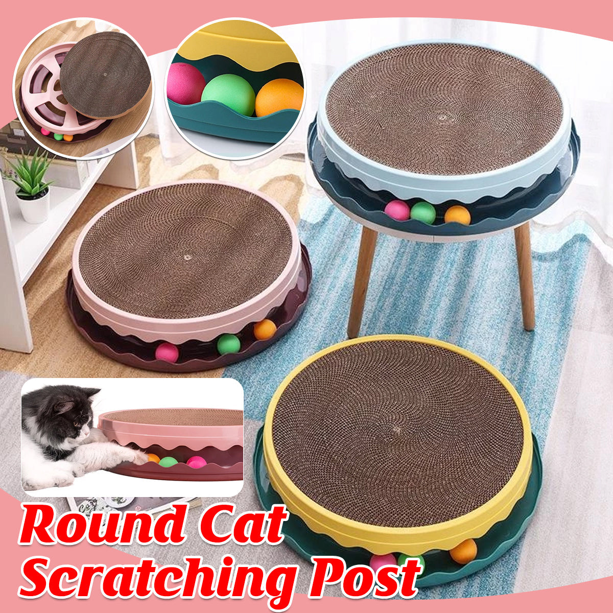 Cat Scratcher Turntable Toy Large Round Corrugated Board Nest Scratch Resistant - Blue