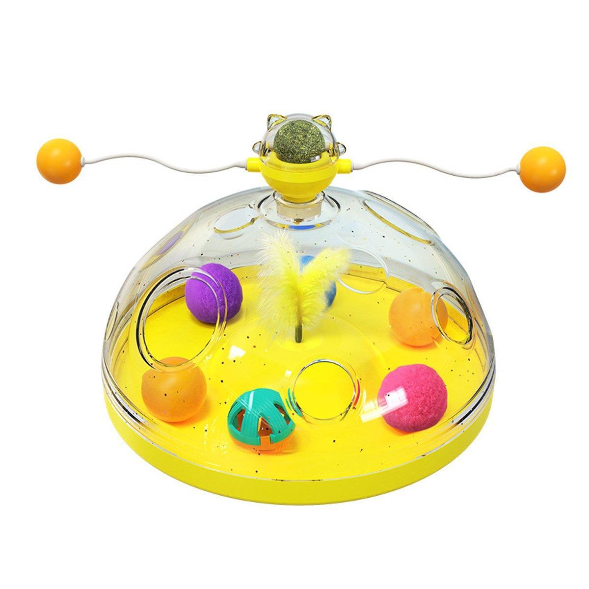 Interactive Windmill Cat Teaser Toy Treasure Box with Stick Fun Play for Pets - Green