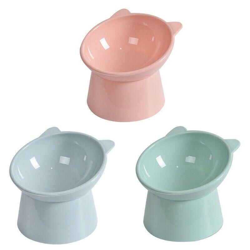 Elevated Pet Bowl Cat Dog Feeder Food Water High-Foot Anti Vomiting Tilted Bowl - Pink
