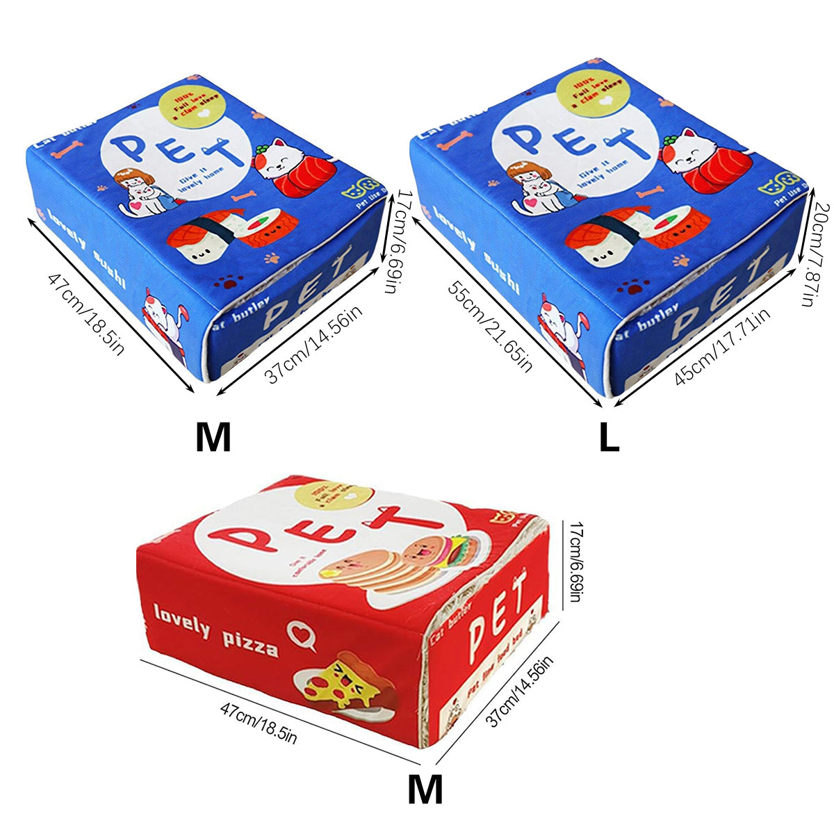 Rectangular Cookie Box Pet Bed for Cats Dogs Cat Bed Kitten Puppy Soft Pet House - Red M