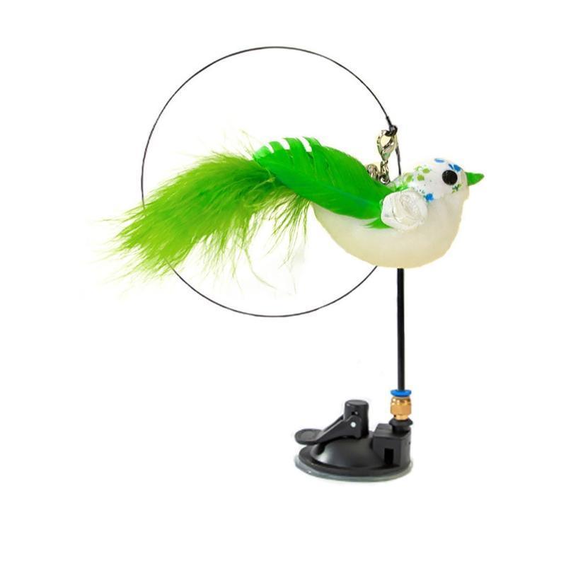 Cat Play Toy Simulation Birds Teaser Wand Interactive Stick with Suction Cup - 2