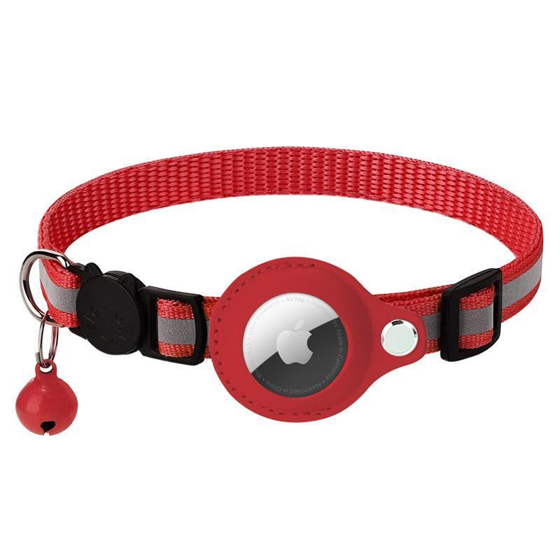 Reflective Pet Collar with Holder for AirTag Tracker – Anti-Lost Cat Dog Tag - Black