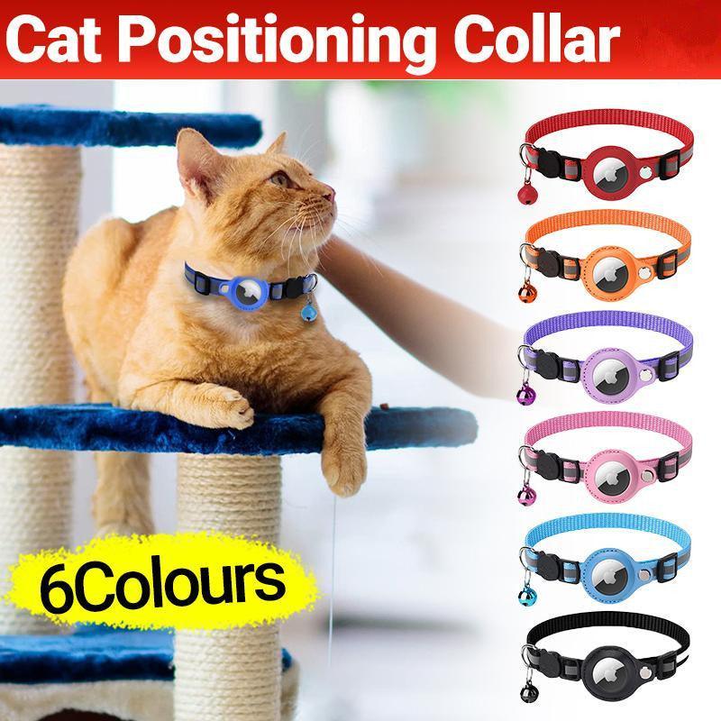 Reflective Pet Collar with Holder for AirTag Tracker – Anti-Lost Cat Dog Tag - Purple