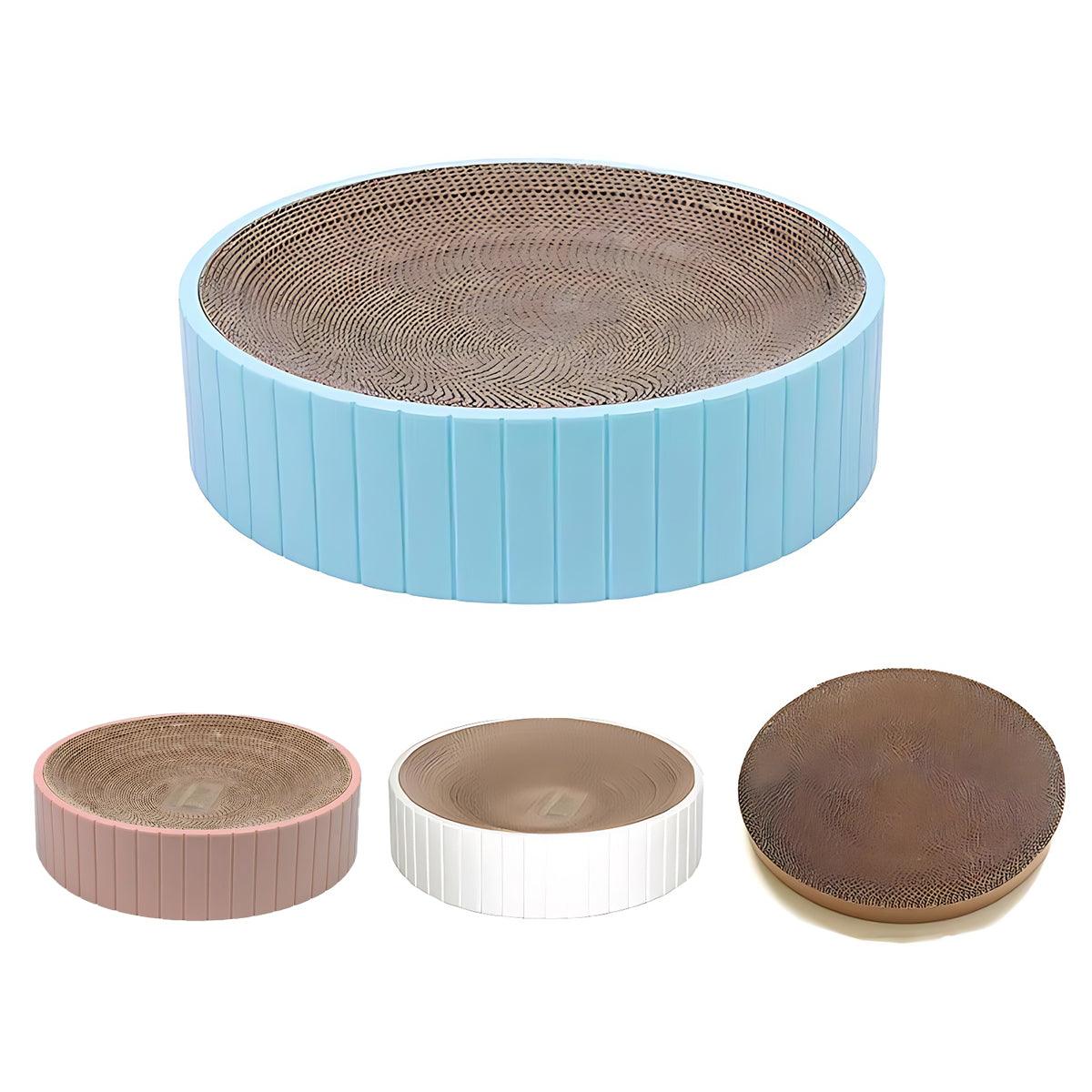 2In1 Cat Scratching Board Round Cat Scratcher Pad Lounge Bed Bowl Pet Sofa House - Pink