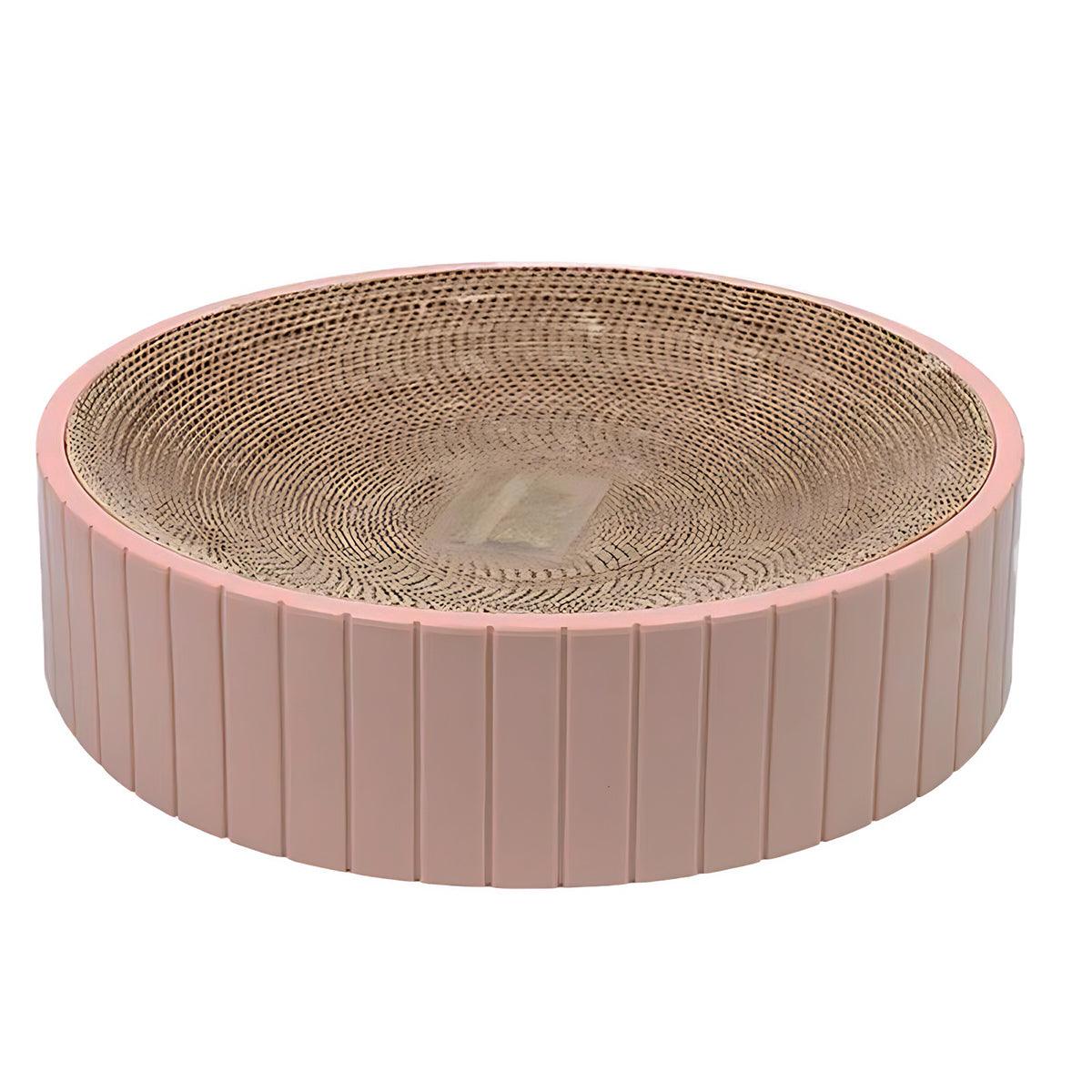 2In1 Cat Scratching Board Round Cat Scratcher Pad Lounge Bed Bowl Pet Sofa House - Pink