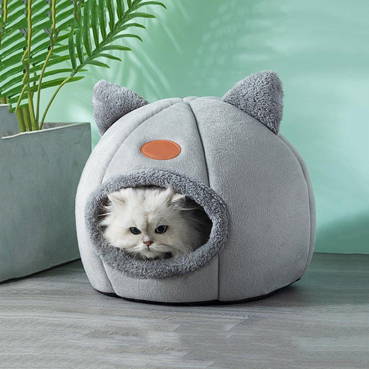 Cat Bed Winter Warm Enclosed Pet House Cozy Indoor Sleeping Nest for Cold Weather - XL