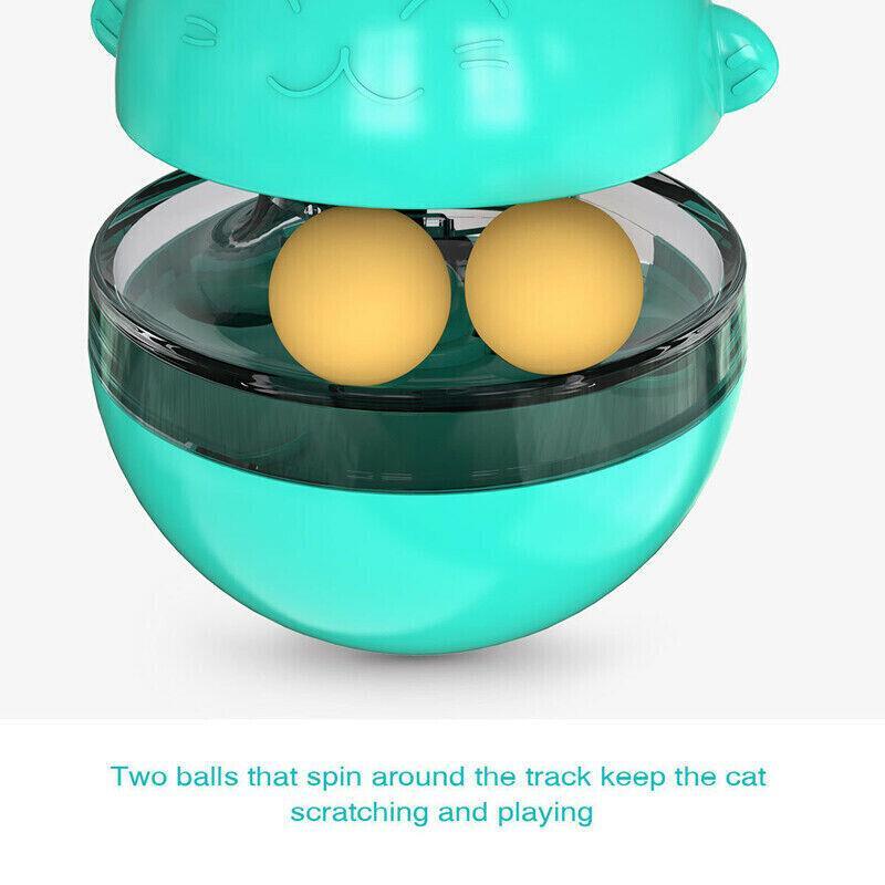 Cat Treat Dispenser Toy Ball Kitten Selfplay Interactive Tumbler Multifunction - Yellow