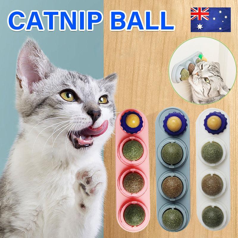 Cat Toy Catnip Ball Lick Solid Nutrition Help Digestion Wall Mount Hair Remover - White