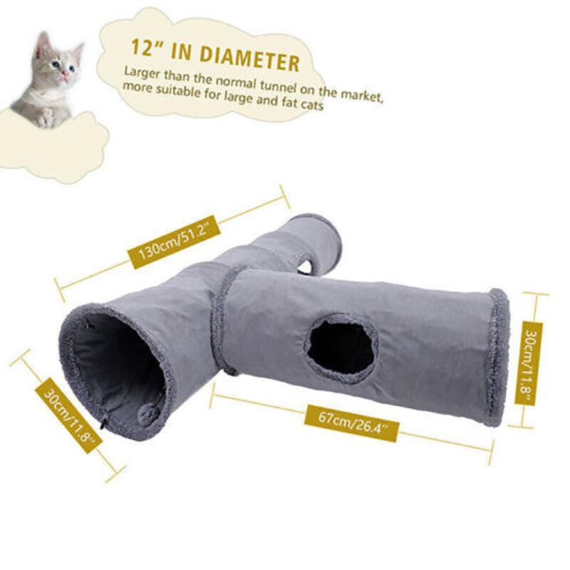 Cat Tunnel Pet Toys Play Hide Tube With Ball For Large Cat Dogs Rabbit - M-130x30CM