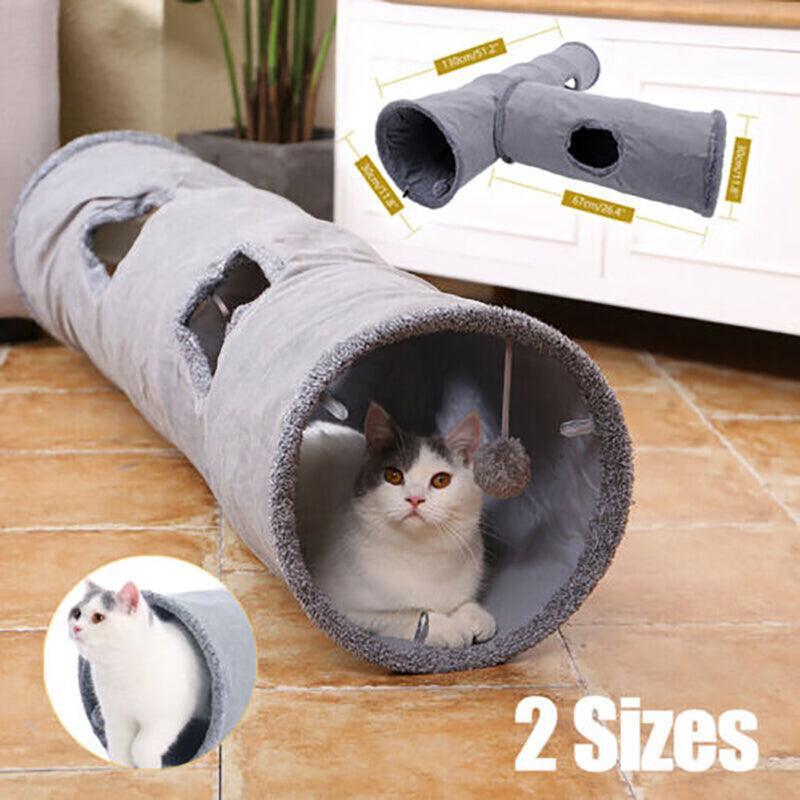 Cat Tunnel Pet Toys Play Hide Tube With Ball For Large Cat Dogs Rabbit - S- 67x30CM