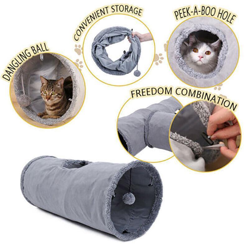 Cat Tunnel Pet Toys Play Hide Tube With Ball For Large Cat Dogs Rabbit - S- 67x30CM