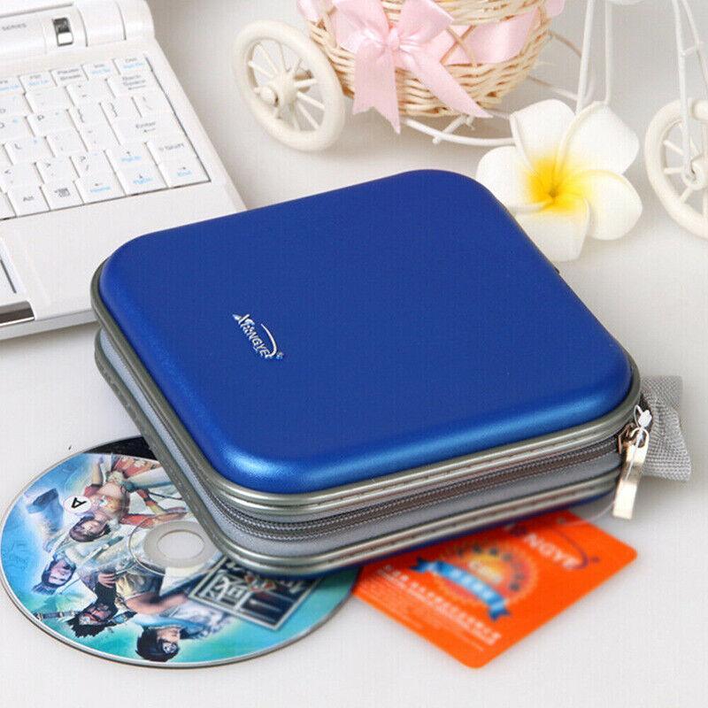 40-Disc CD DVD Wallet Case Portable Car Storage Holder Sleeve Carry Pouch - Blue