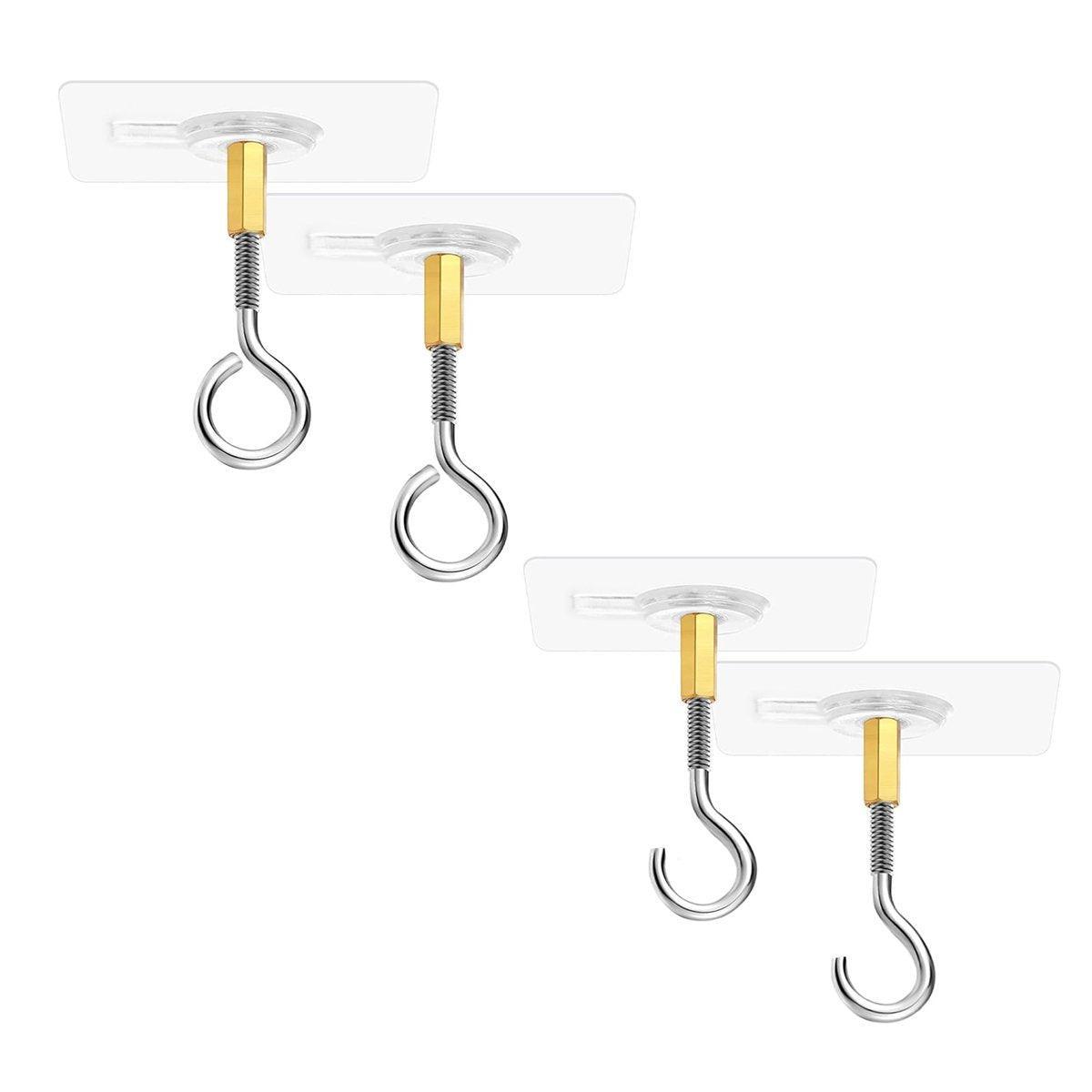 12 PCS Heavy Duty Self Adhesive Hooks Stainless Steel Ceiling Hooks for Home - Closed