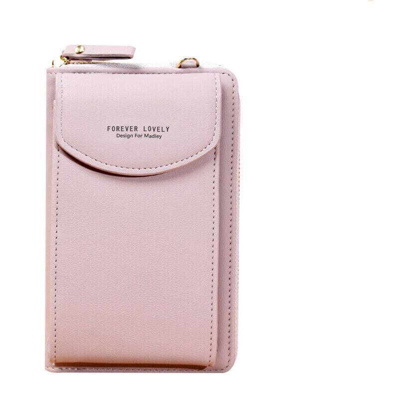 Women Pouch Bag Mobile Phone Bag Pu Leather Crossbody Purse Wallet Shoulder Bag - Navy