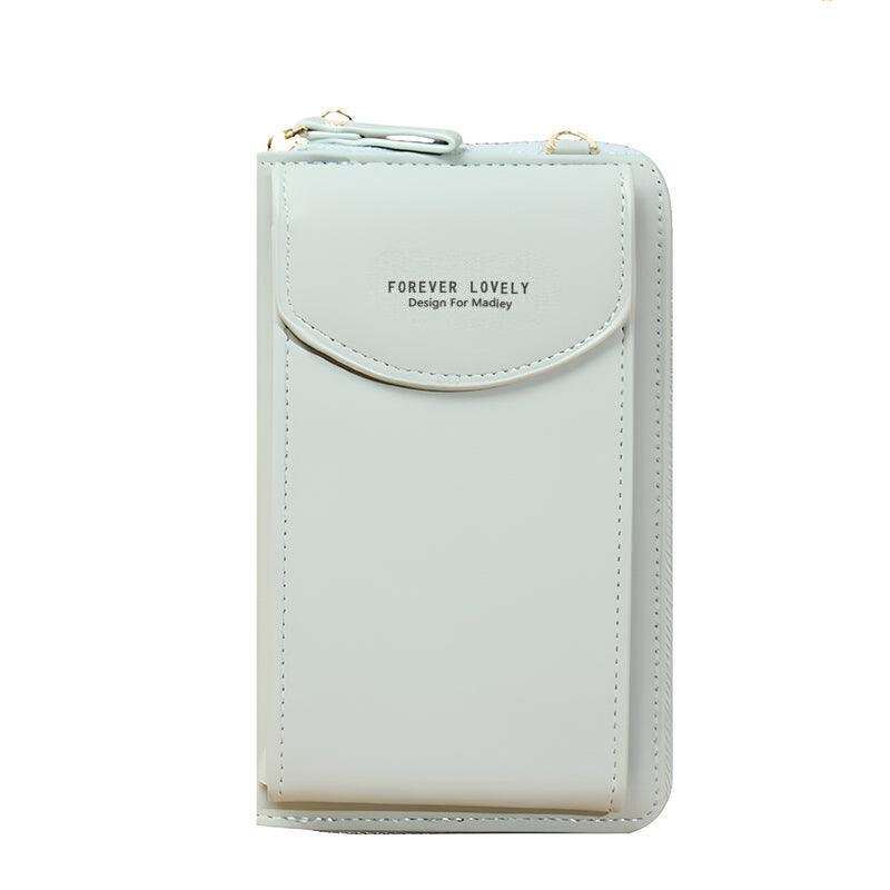 Women Pouch Bag Mobile Phone Bag Pu Leather Crossbody Purse Wallet Shoulder Bag - Light Blue